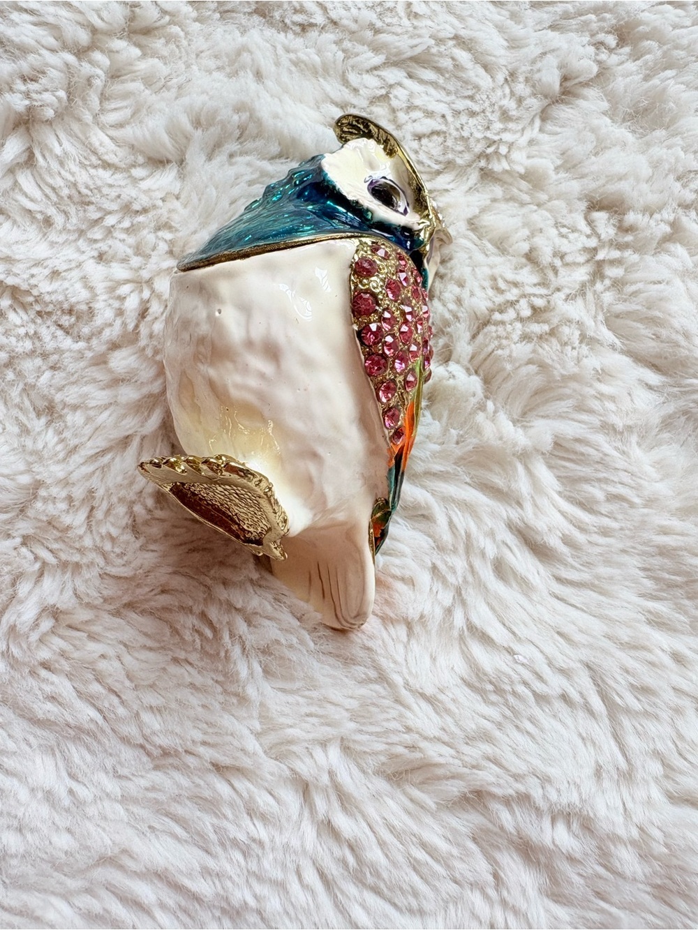 Vintage‑Style Owl Trinket Box | Jeweled Collectible Decor Whimsical Cottagecore - Picture 5 of 8